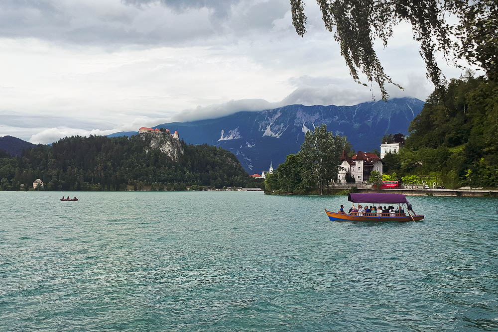 Blick auf Burg Bled und den Bleder See