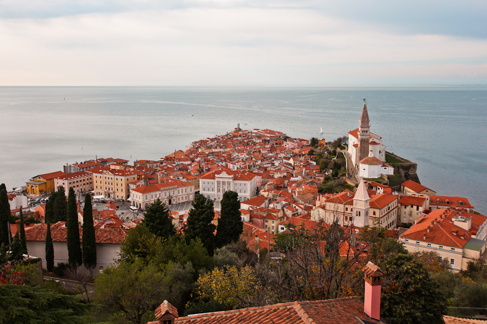 Piran Slowenien Aussicht Stadtmauer