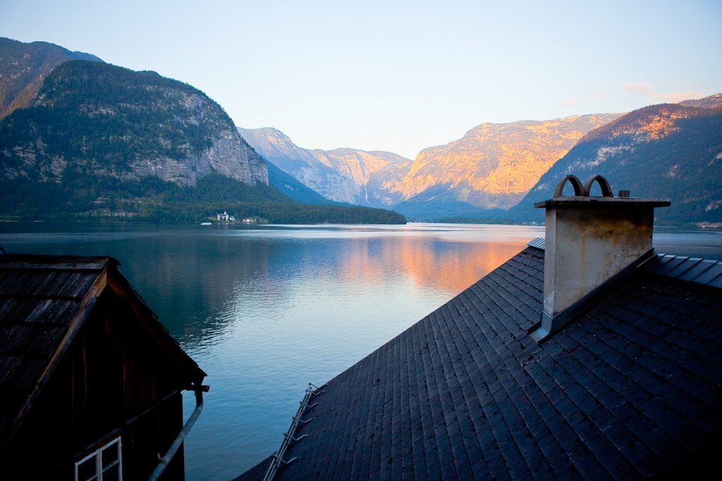 Abendstimmung in Hallstatt zum Sonnenuntergang