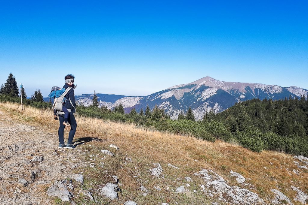 Wandern auf der Rax mit Kind in der Babytrage