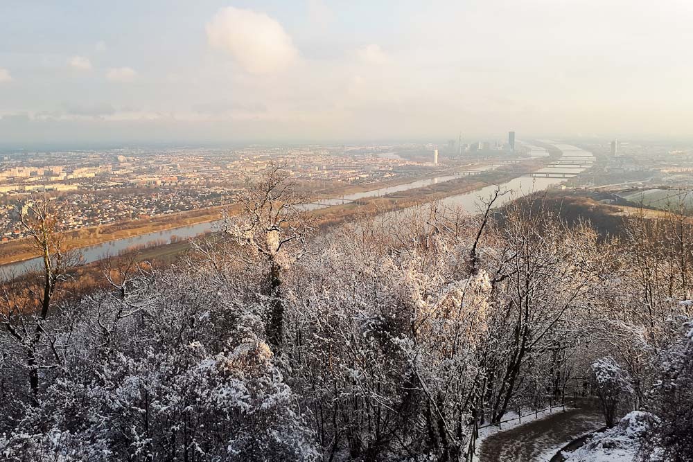 Aussicht vom Leopoldsberg im Winter