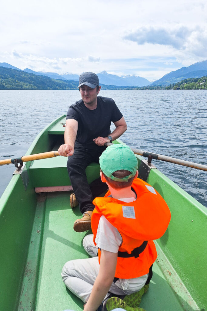 Millstätter See Ruderboot fahren Villa Postillion Familienhotel Post