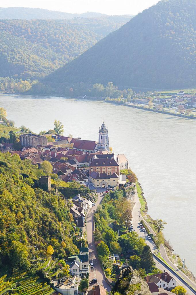 Aussicht auf Dürnstein vom Vogelbergsteig